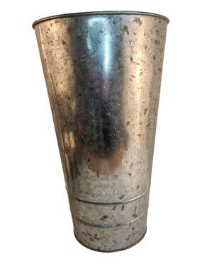 Galvanized Metal Vase Rustic Farmhouse Style Tall Flower Container - 14 x 8 Inch